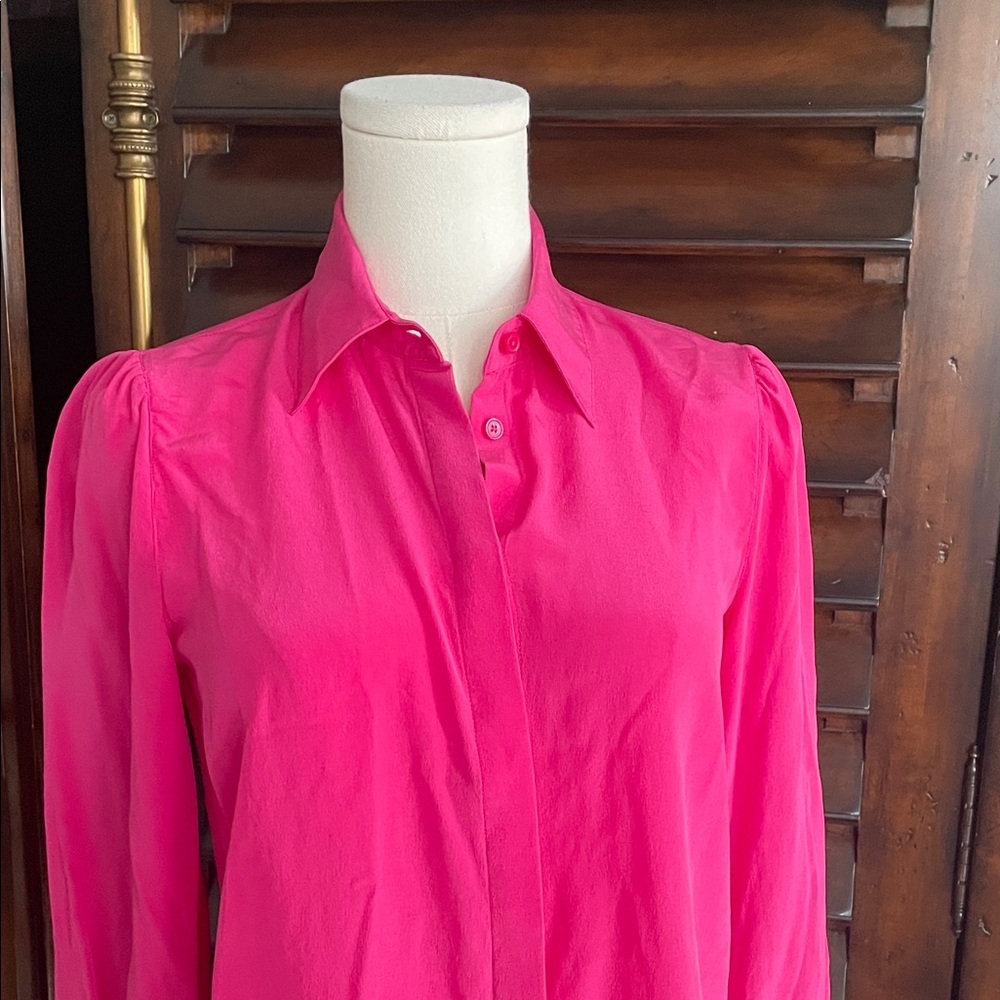 Babaton Aritzia Finta Women's Hot Pink Blouse Shirt XS - Picture 3 of 11